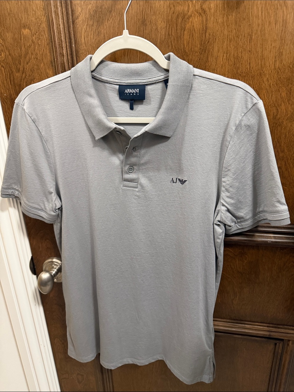 Armani Jeans AJ Logo Polo Shirt Men’s Medium Gray Short Sleeve Cotton
